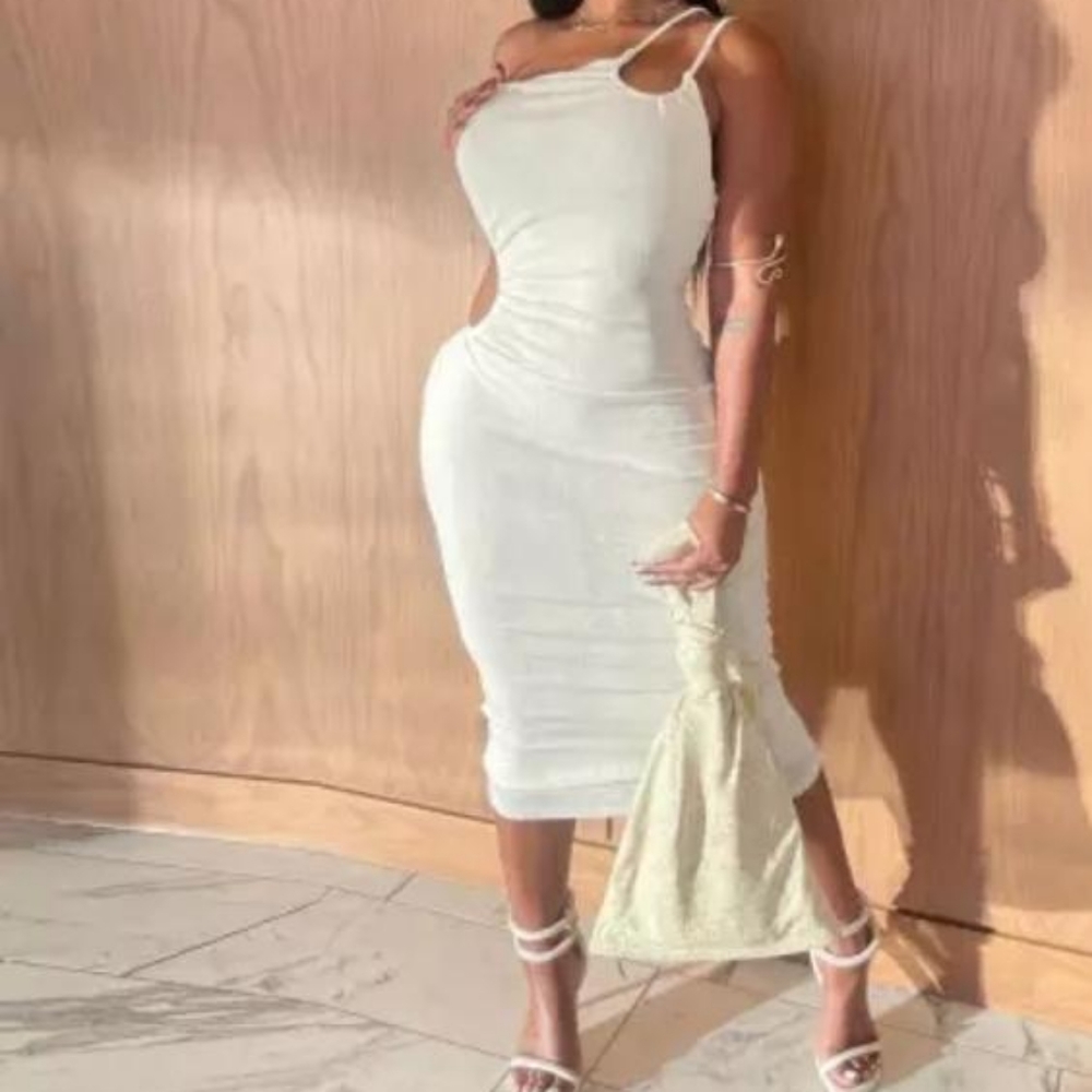 Rust and white colored party dress